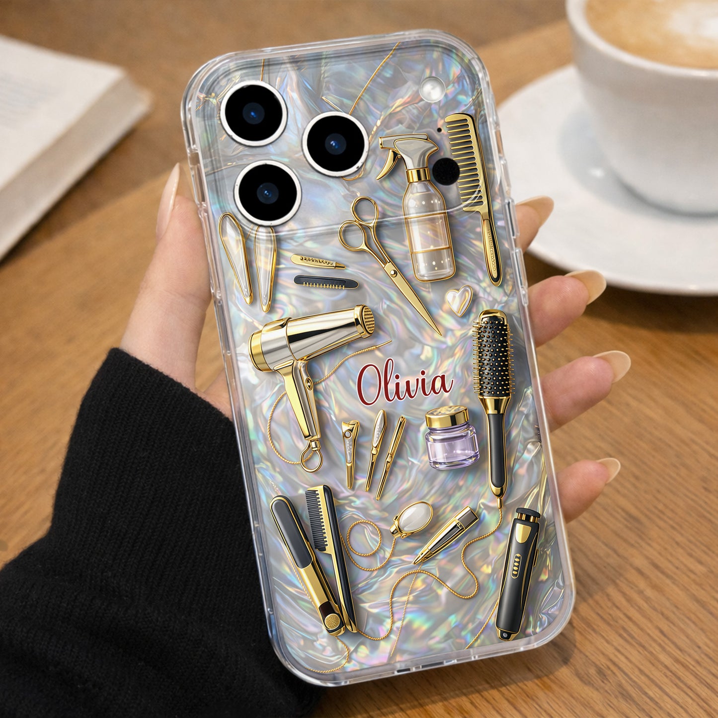 Styling With Passion And Elegance Gold Hair Salon Tools Pattern