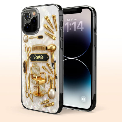 Master Of Style Hair Salon Tools And Golden Barber Chair