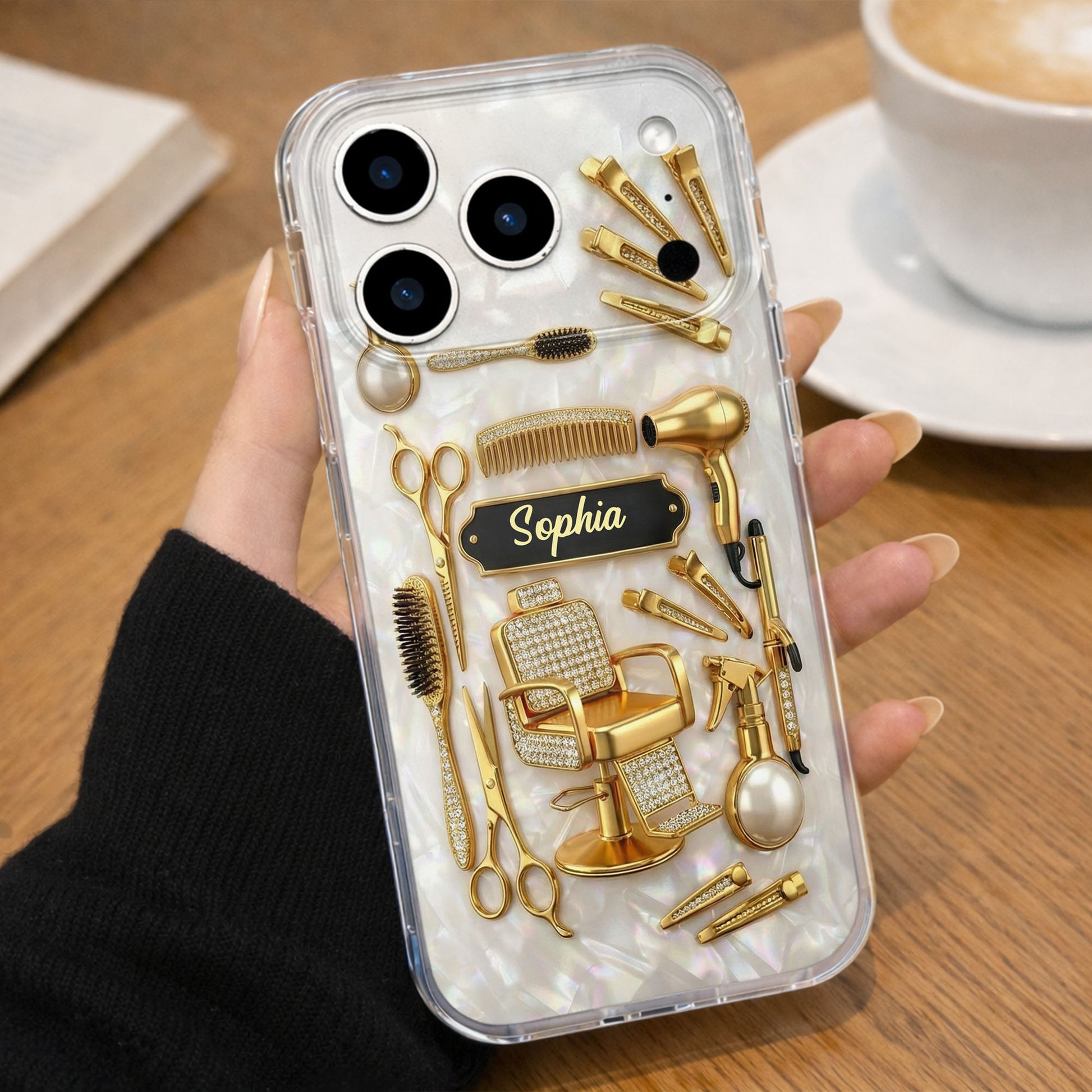 Master Of Style Hair Salon Tools And Golden Barber Chair