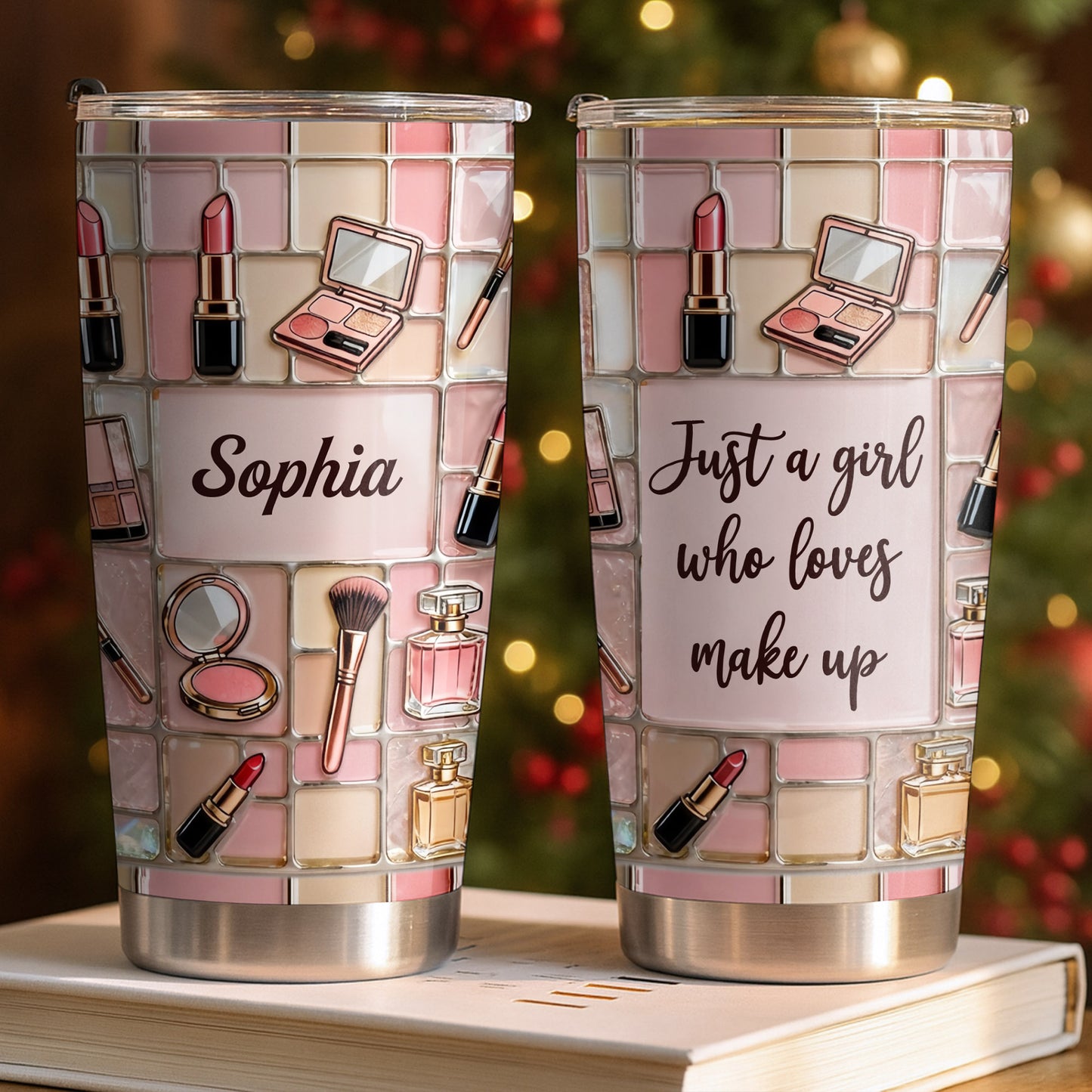 Just A Girl Who Loves Make Up With Lipstick And Cosmetic Palette