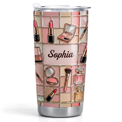 Just A Girl Who Loves Make Up With Lipstick And Cosmetic Palette