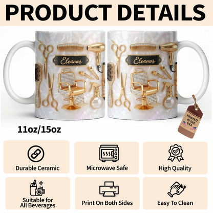 Master of Style Gold Salon Chair Scissors and Professional Hair Artistry - Personalized Custom Coffee Mug - JBS132_MG