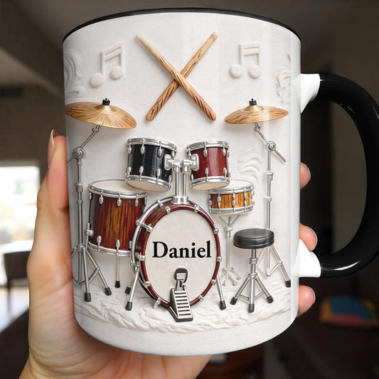 A Drummer's Heart Beats With Rhythm Custom Drum Set And Music Notes