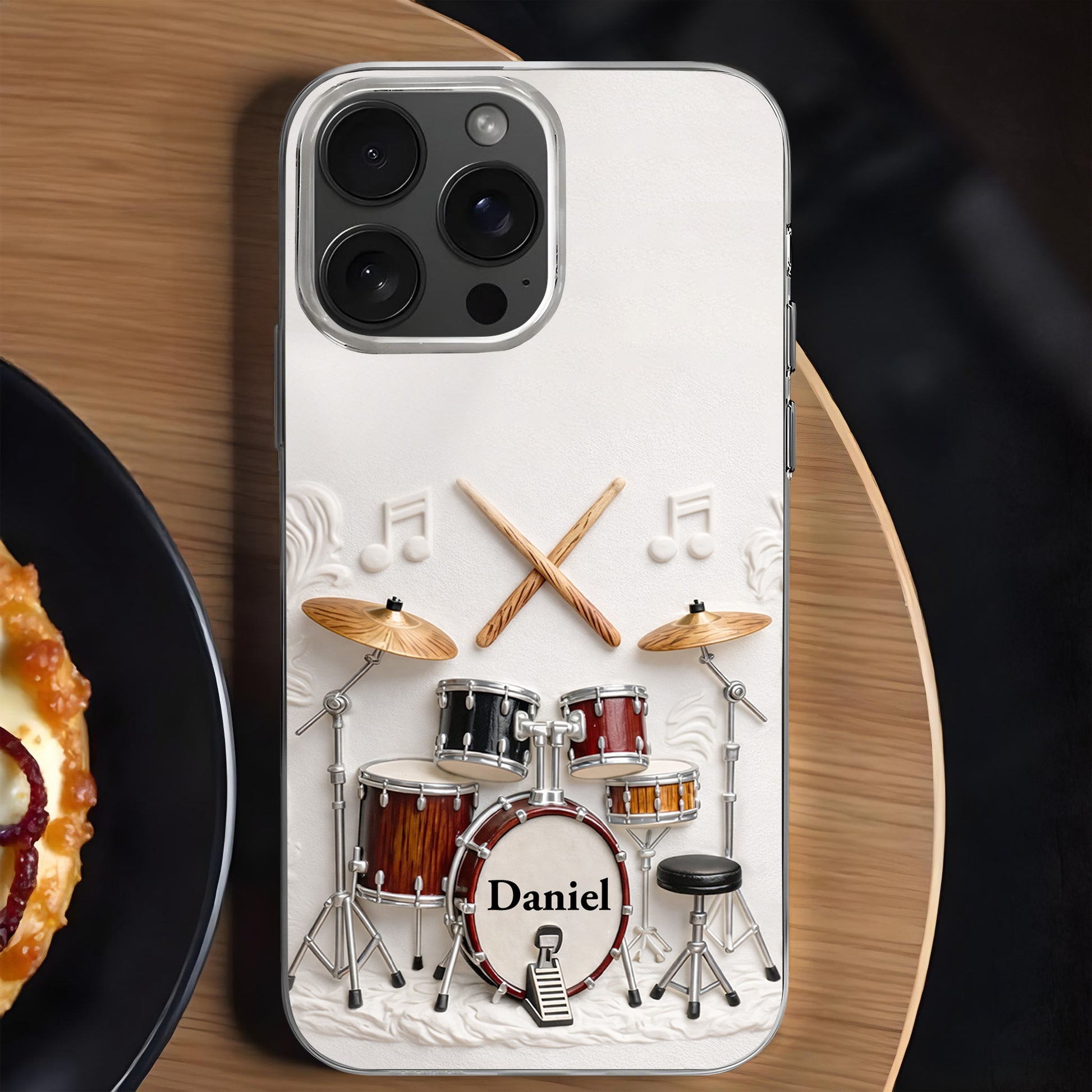 A Passion For Rhythm With 3D Drum Kit And Musical Notes