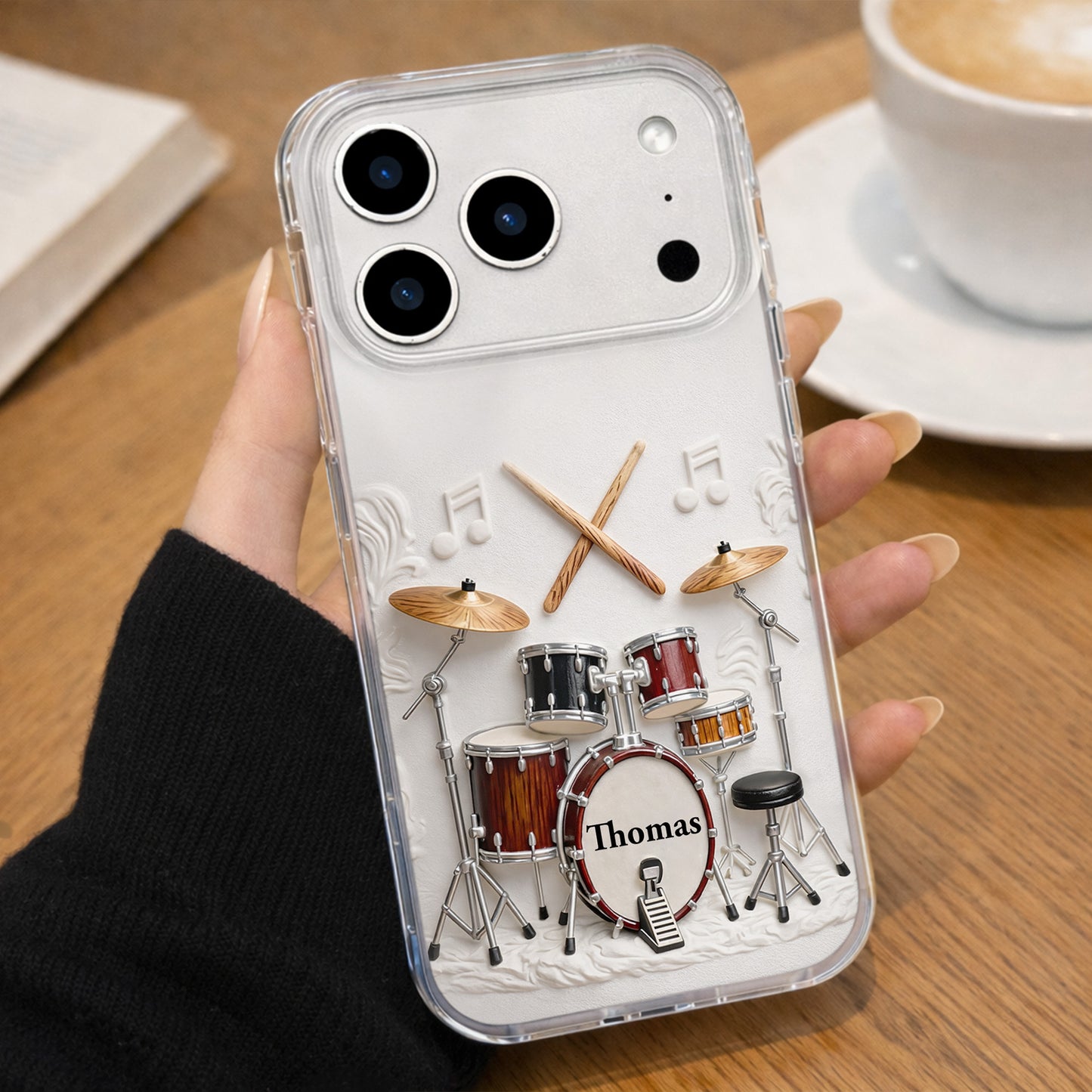 A Passion For Rhythm With 3D Drum Kit And Musical Notes