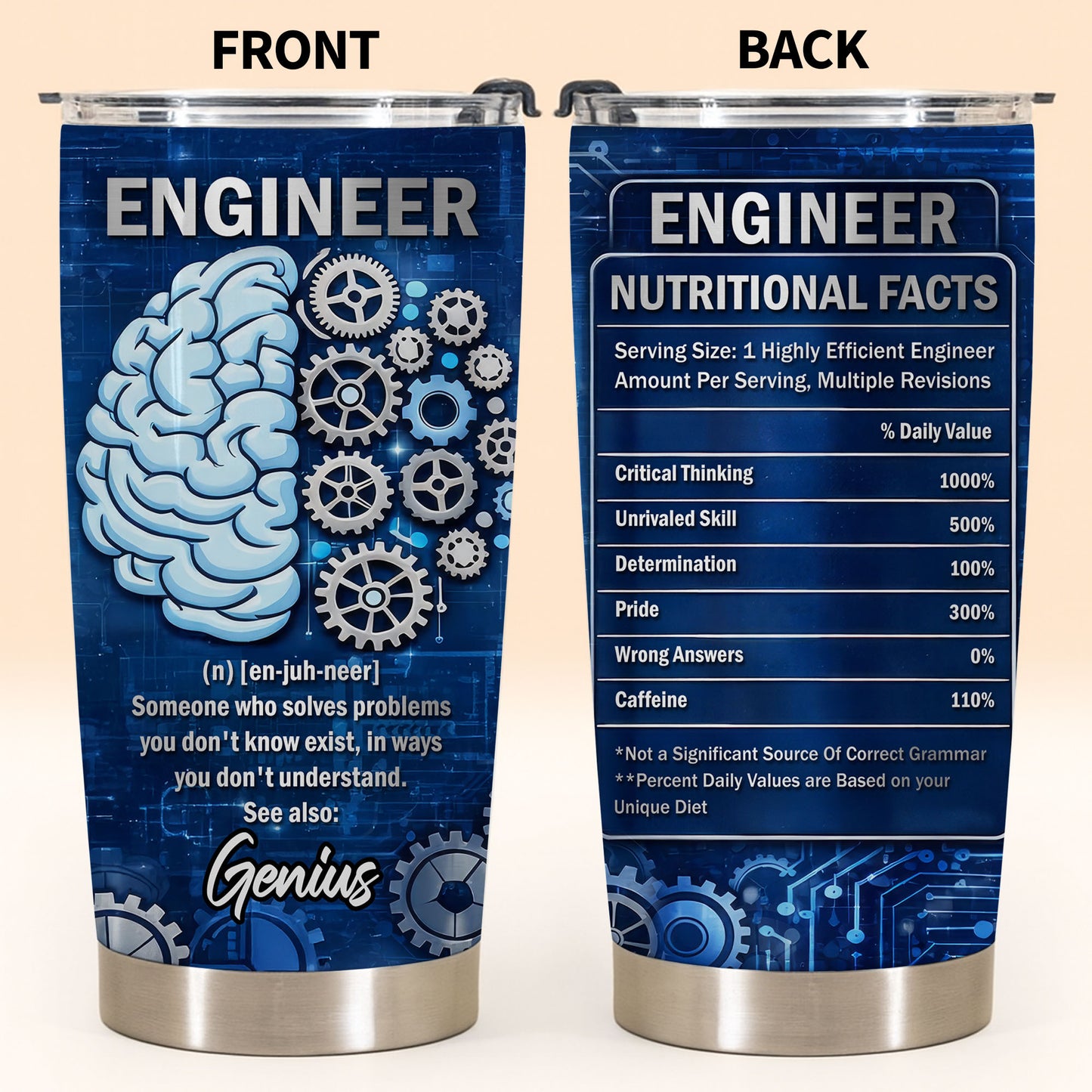 Engineer Someone Who Solves Problems Brain And Gears Design - Personalized Custom Stainless Steel Tumbler 20oz 30oz - JBS136_TB