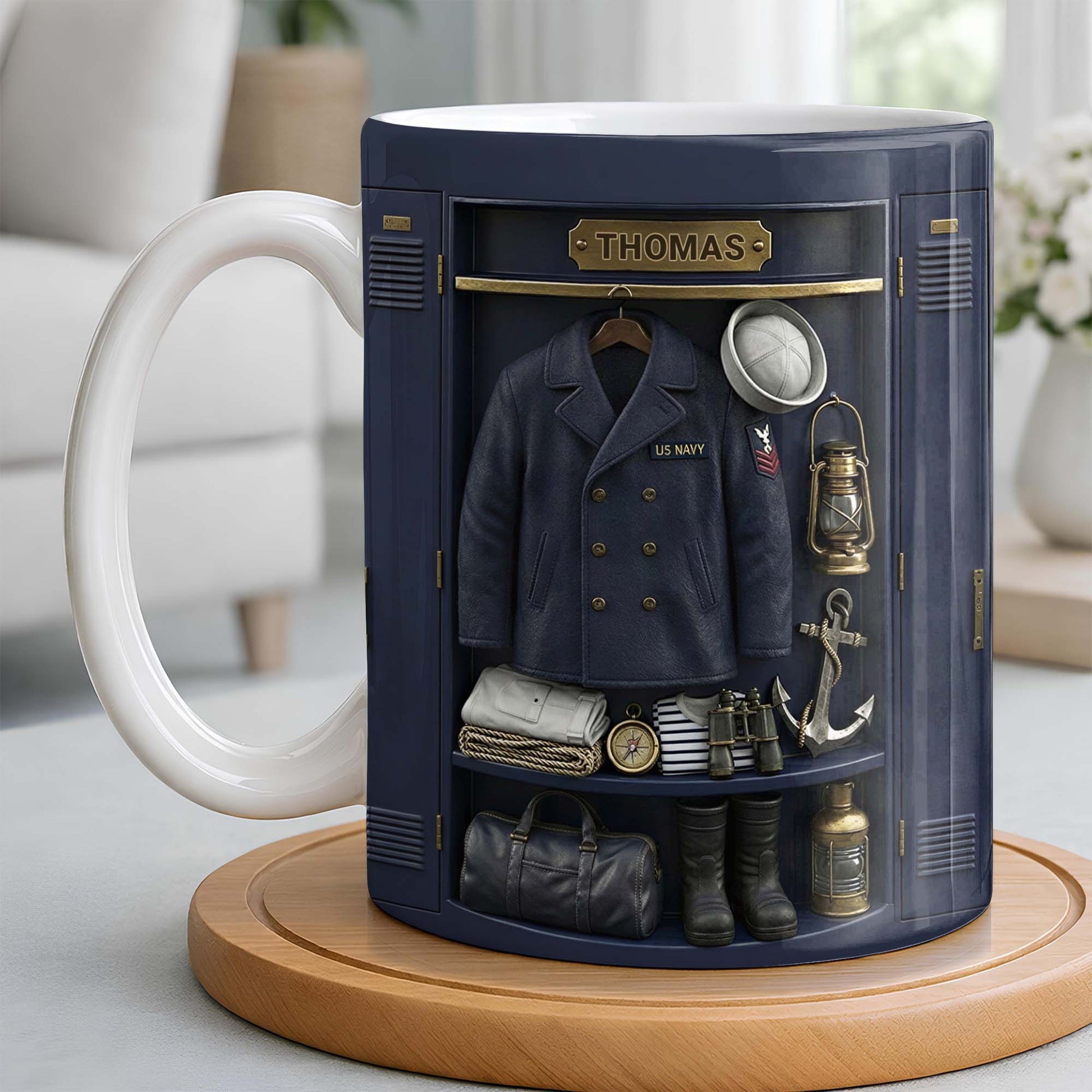 US Navy Locker With Uniform Anchor And Sailor Gear