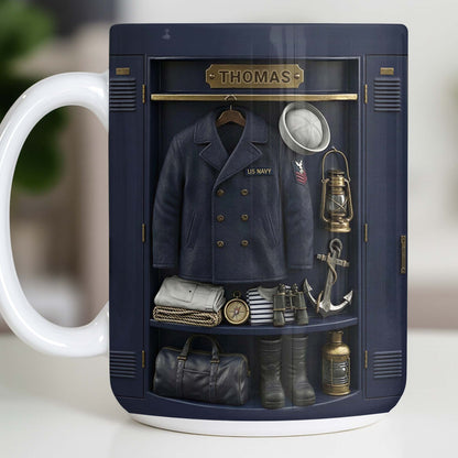 US Navy Locker With Uniform Anchor And Sailor Gear