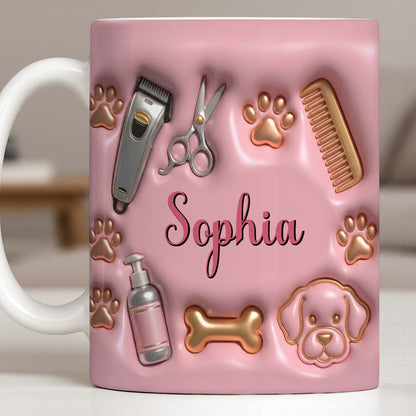 Professional Pet Grooming Accessories Dog Paws Bone And Scissors - Personalized Custom Coffee Mug - JBS151_MG