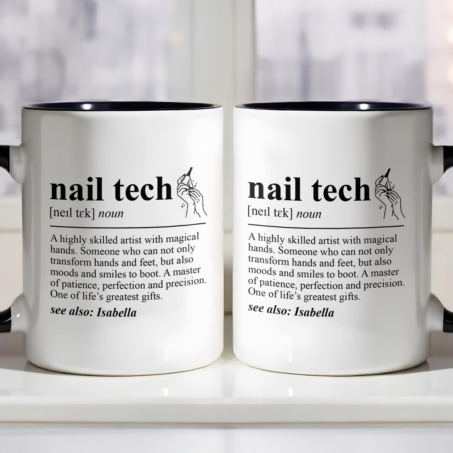 Nail Tech Definition Highly Skilled Artist With Magical Hands And Nail Polish - Personalized Custom Accent Mug - JBS180_AMUG