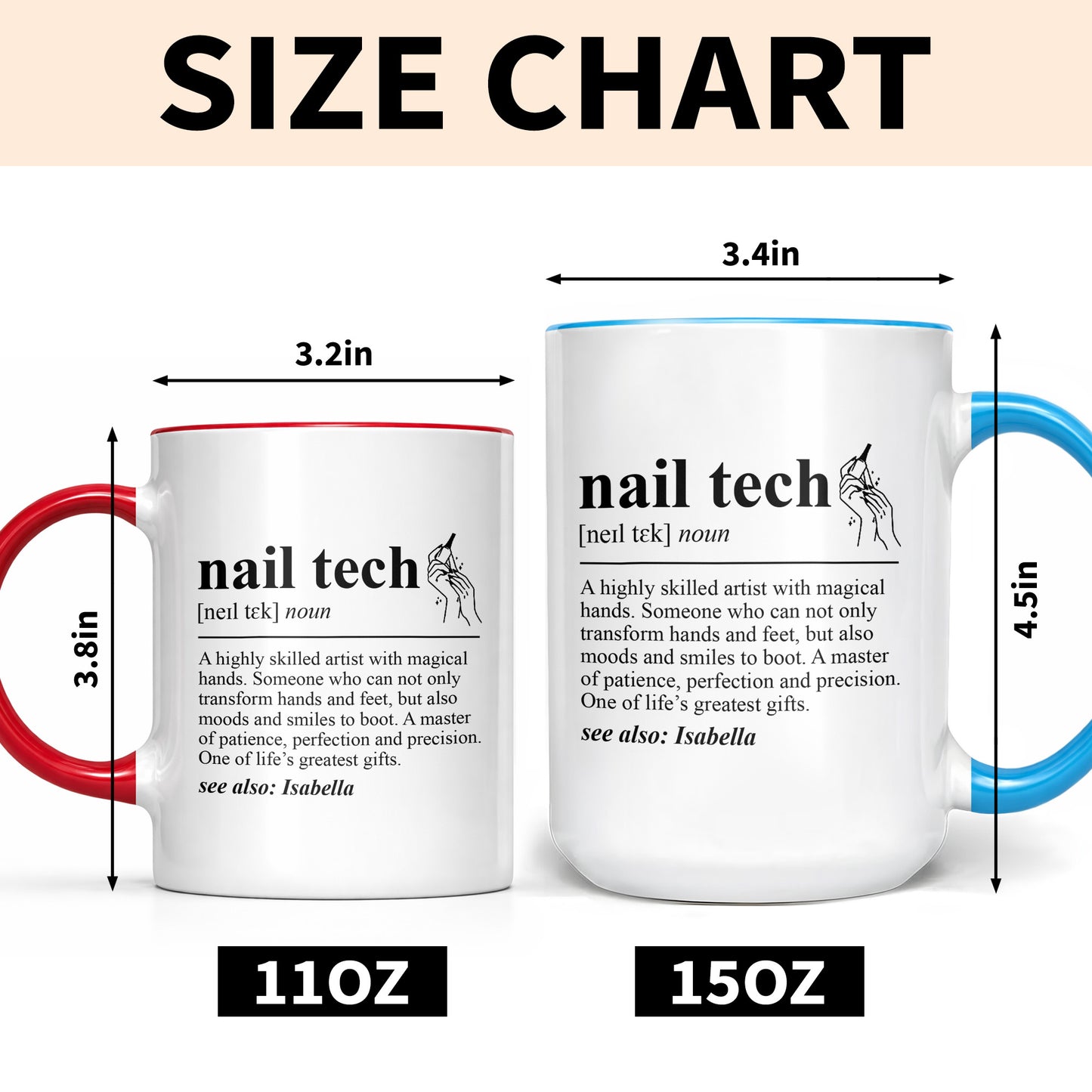 Nail Tech Definition Highly Skilled Artist With Magical Hands And Nail Polish - Personalized Custom Accent Mug - JBS180_AMUG