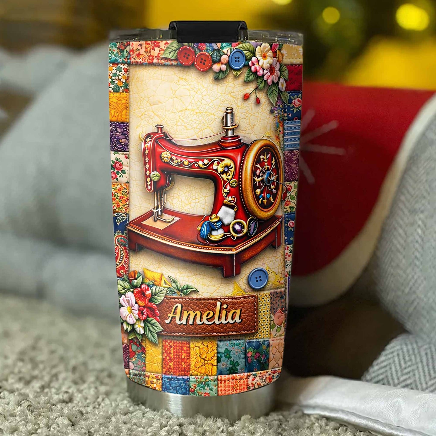 I Don't Hoard Fabric Shop Faster Sewing Machine Patchwork Flowers - Personalized Custom Stainless Steel Tumbler 20oz 30oz - JBS196_TB