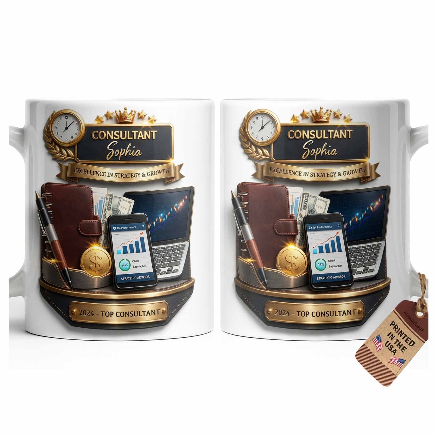Consultant Excellence In Strategy And Growth With Professional Business Objects - Personalized Custom Coffee Mug - JBS205_MG