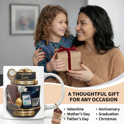 Consultant Excellence In Strategy And Growth With Professional Business Objects - Personalized Custom Coffee Mug - JBS205_MG