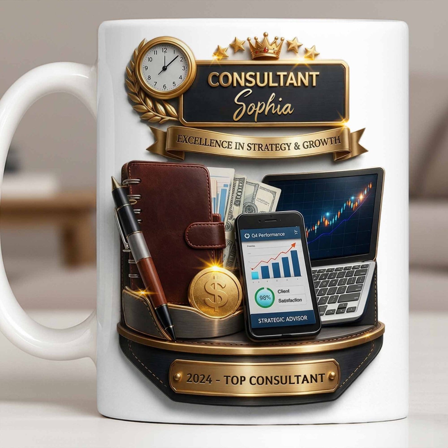 Consultant Excellence In Strategy And Growth With Professional Business Objects - Personalized Custom Coffee Mug - JBS205_MG