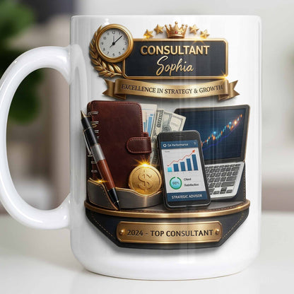 Consultant Excellence In Strategy And Growth With Professional Business Objects - Personalized Custom Coffee Mug - JBS205_MG