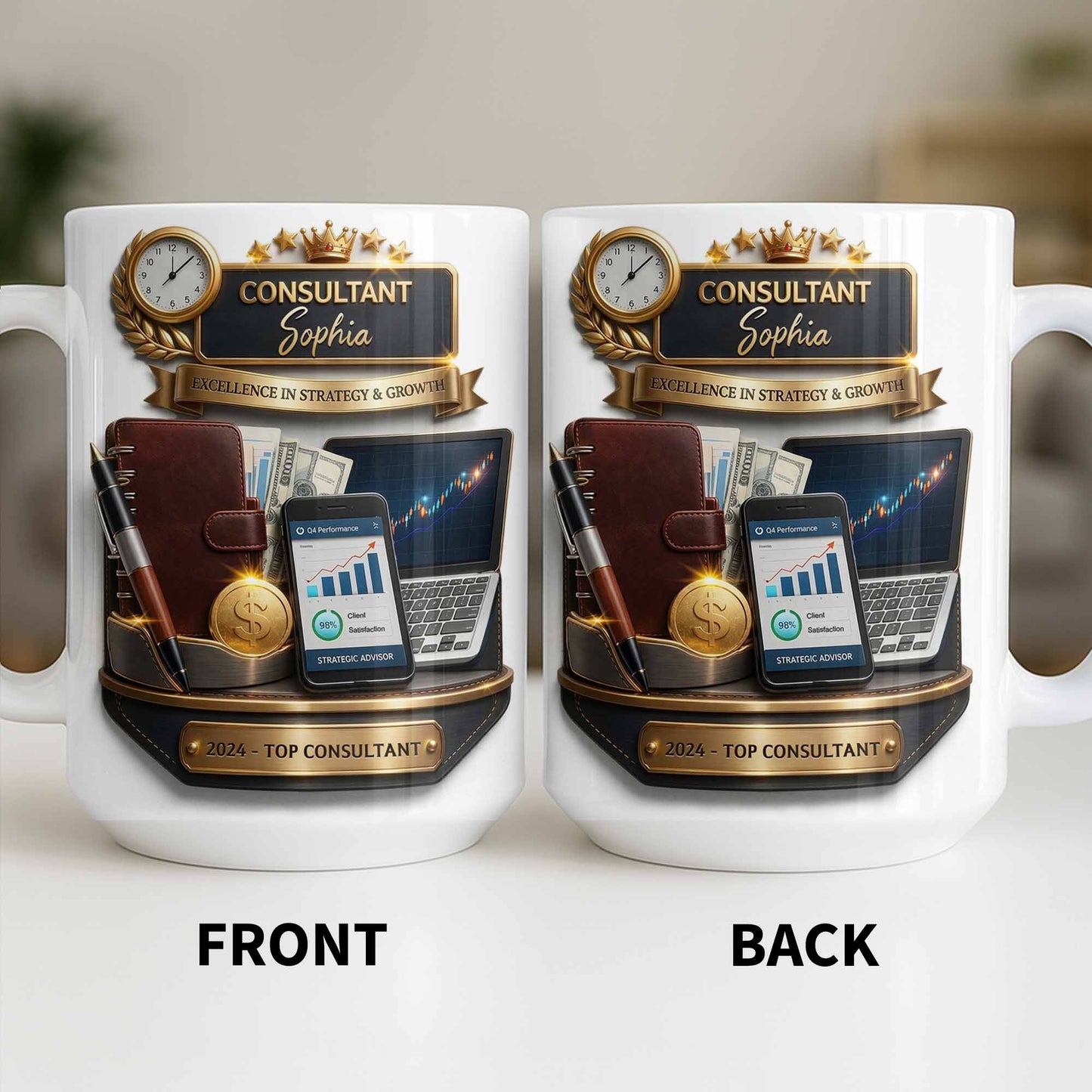 Consultant Excellence In Strategy And Growth With Professional Business Objects - Personalized Custom Coffee Mug - JBS205_MG