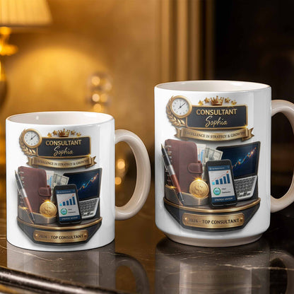 Consultant Excellence In Strategy And Growth With Professional Business Objects - Personalized Custom Coffee Mug - JBS205_MG