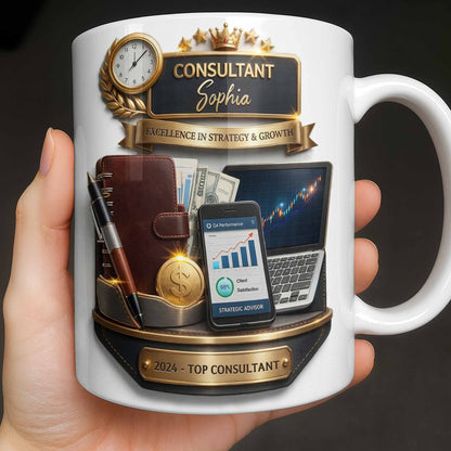 Consultant Excellence In Strategy And Growth With Professional Business Objects - Personalized Custom Coffee Mug - JBS205_MG