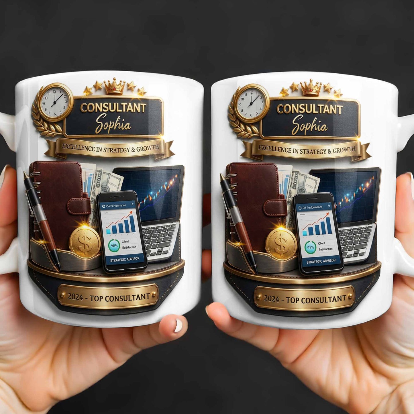 Consultant Excellence In Strategy And Growth With Professional Business Objects - Personalized Custom Coffee Mug - JBS205_MG