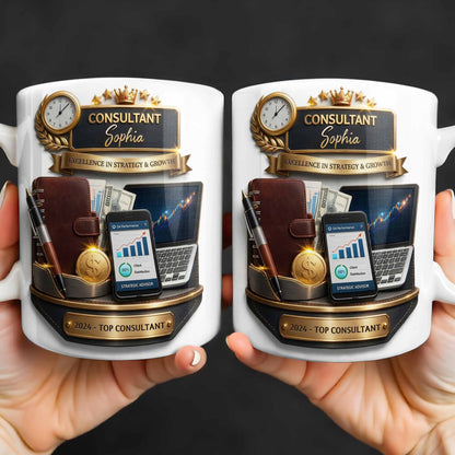 Consultant Excellence In Strategy And Growth With Professional Business Objects - Personalized Custom Coffee Mug - JBS205_MG