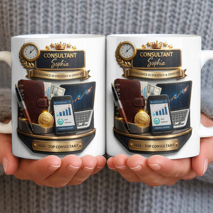 Consultant Excellence In Strategy And Growth With Professional Business Objects - Personalized Custom Coffee Mug - JBS205_MG
