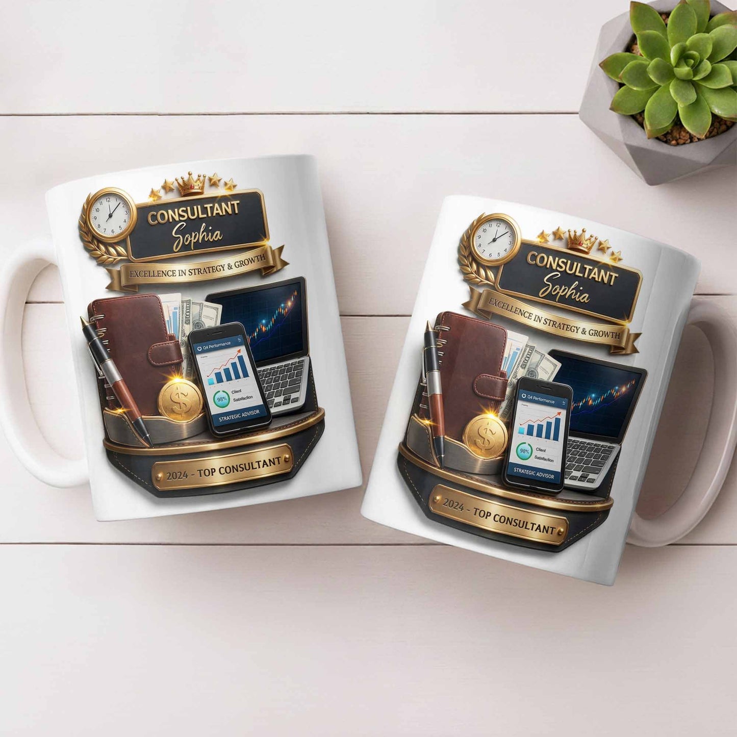 Consultant Excellence In Strategy And Growth With Professional Business Objects - Personalized Custom Coffee Mug - JBS205_MG