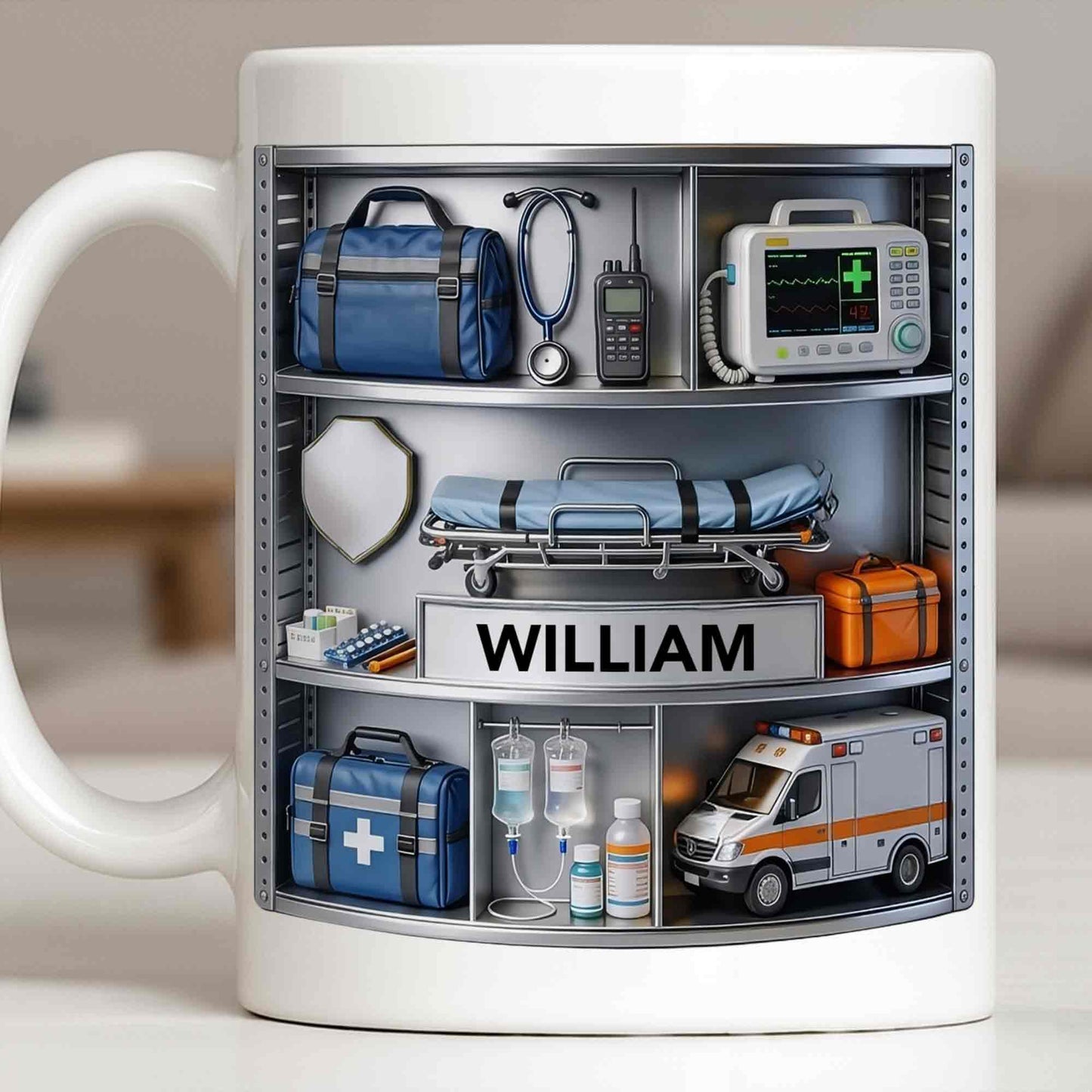 Save Lives Every Day Ambulance Driver With Medical Equipment 3D Effect - Personalized Custom Coffee Mug - JBS213_MG