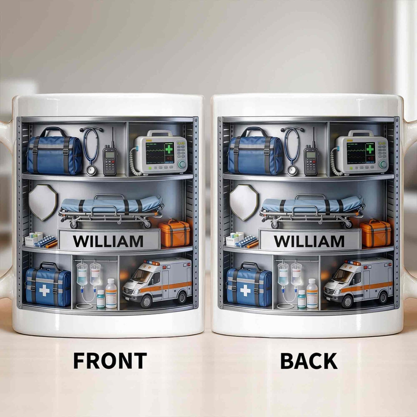 Save Lives Every Day Ambulance Driver With Medical Equipment 3D Effect - Personalized Custom Coffee Mug - JBS213_MG