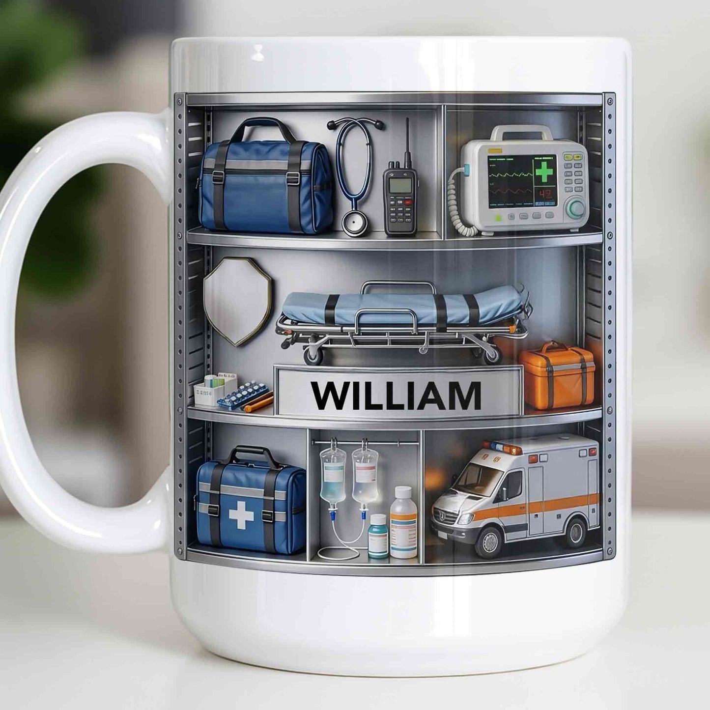 Save Lives Every Day Ambulance Driver With Medical Equipment 3D Effect - Personalized Custom Coffee Mug - JBS213_MG