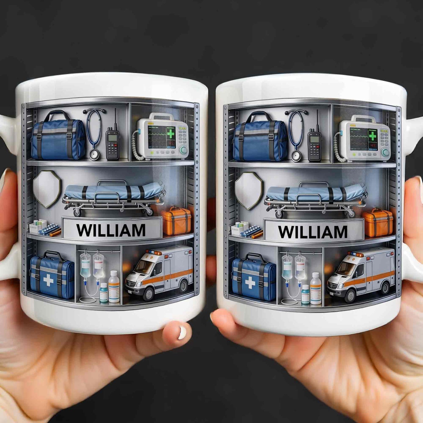 Save Lives Every Day Ambulance Driver With Medical Equipment 3D Effect - Personalized Custom Coffee Mug - JBS213_MG