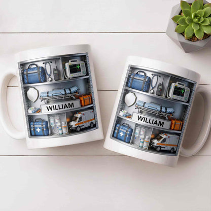Save Lives Every Day Ambulance Driver With Medical Equipment 3D Effect - Personalized Custom Coffee Mug - JBS213_MG