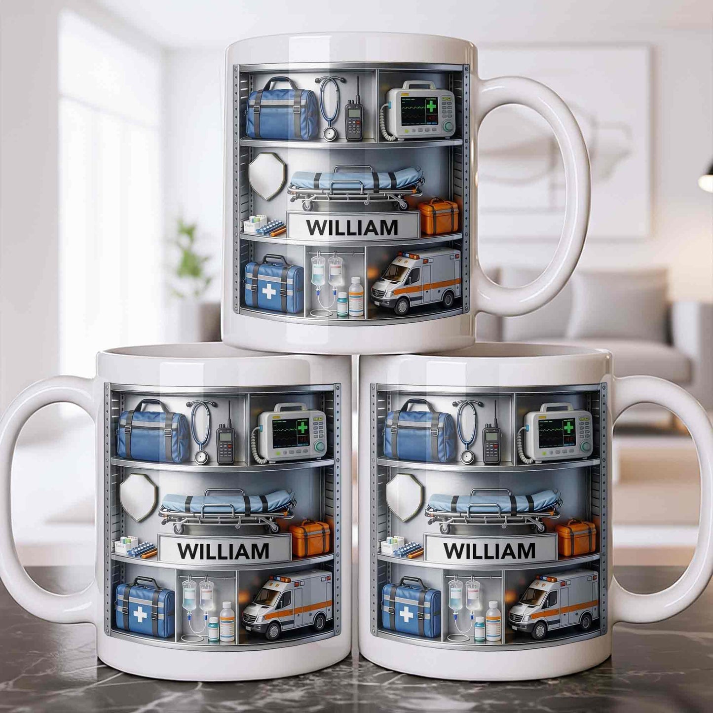 Save Lives Every Day Ambulance Driver With Medical Equipment 3D Effect - Personalized Custom Coffee Mug - JBS213_MG