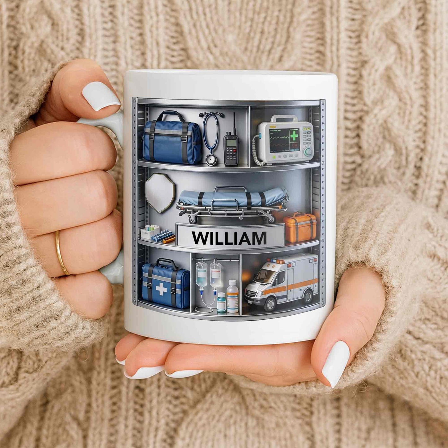 Save Lives Every Day Ambulance Driver With Medical Equipment 3D Effect - Personalized Custom Coffee Mug - JBS213_MG