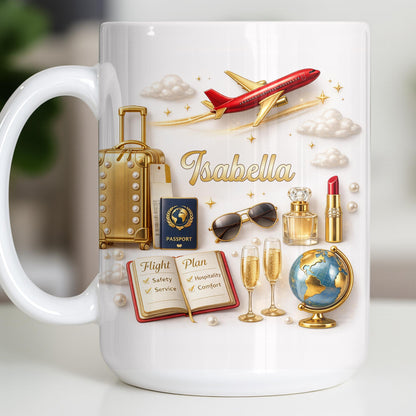 Flight Plan Safety Service Comfort With Airplane and Travel Essentials - Personalized Custom Coffee Mug - JBS235_MG