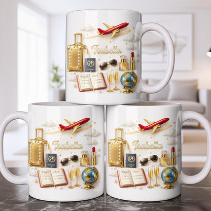 Flight Plan Safety Service Comfort With Airplane and Travel Essentials - Personalized Custom Coffee Mug - JBS235_MG