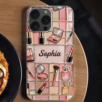 A Palette Of Beauty With Stained Glass Makeup Kit Pattern - Personalized Clear Phone Case - JBS245_PHC