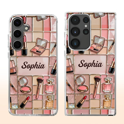 A Palette Of Beauty With Stained Glass Makeup Kit Pattern - Personalized Clear Phone Case - JBS245_PHC