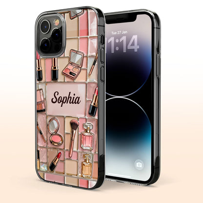 A Palette Of Beauty With Stained Glass Makeup Kit Pattern - Personalized Clear Phone Case - JBS245_PHC
