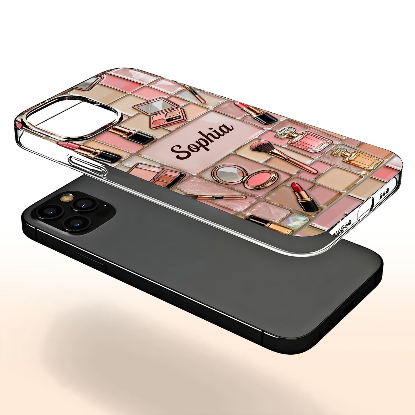A Palette Of Beauty With Stained Glass Makeup Kit Pattern - Personalized Clear Phone Case - JBS245_PHC