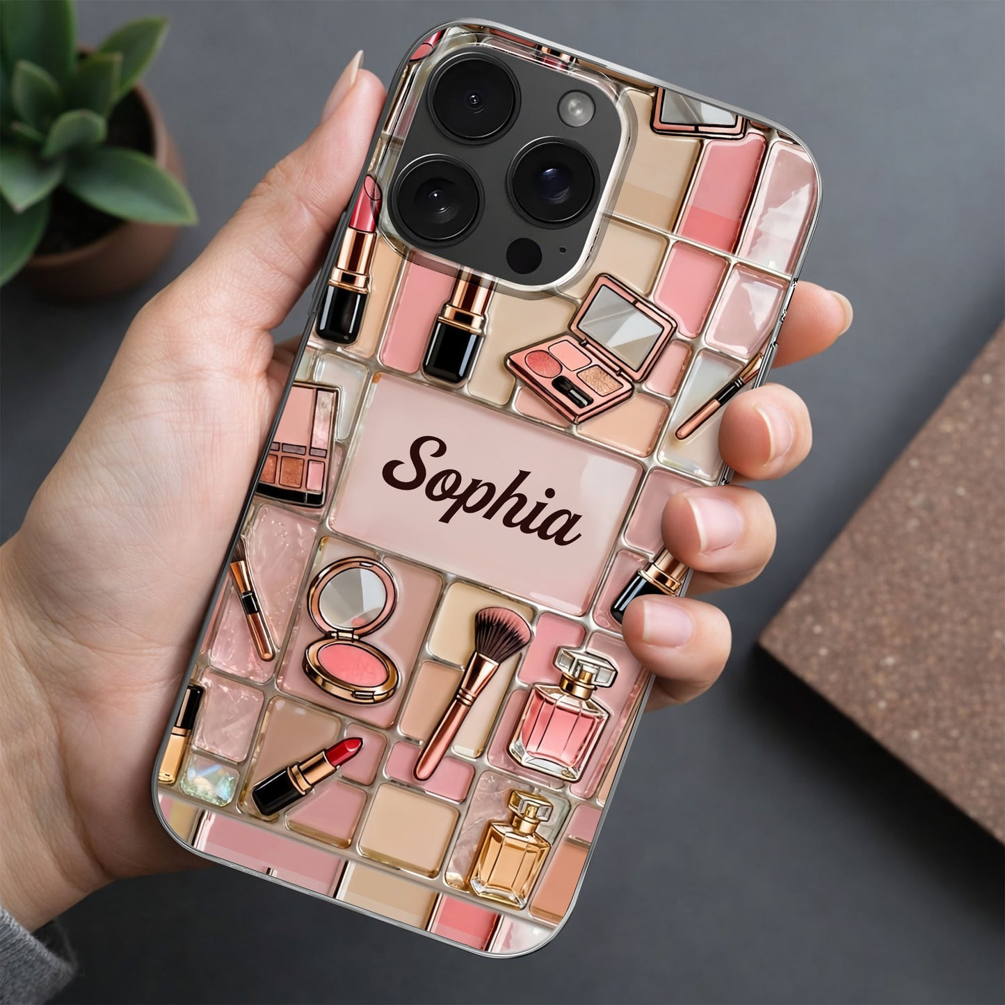A Palette Of Beauty With Stained Glass Makeup Kit Pattern - Personalized Clear Phone Case - JBS245_PHC