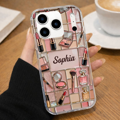 A Palette Of Beauty With Stained Glass Makeup Kit Pattern - Personalized Clear Phone Case - JBS245_PHC