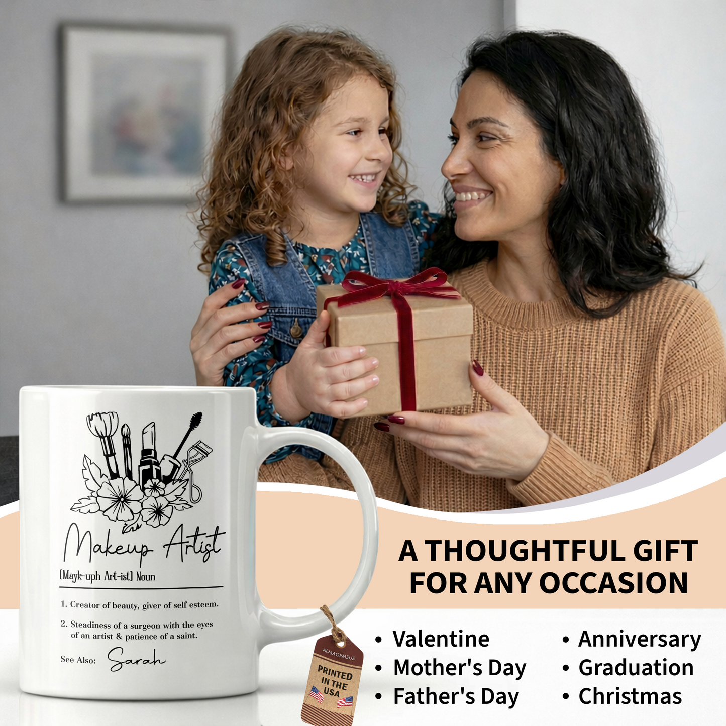 Makeup Artist Definition Creator Of Beauty With Lipstick And Flowers - Personalized Custom Coffee Mug - JBS270_MG