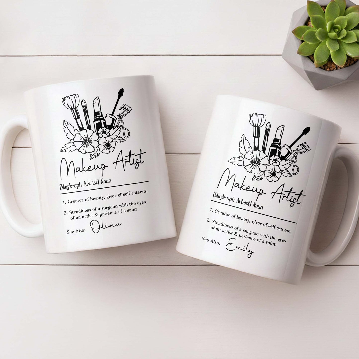 Makeup Artist Definition Creator Of Beauty With Lipstick And Flowers - Personalized Custom Coffee Mug - JBS270_MG