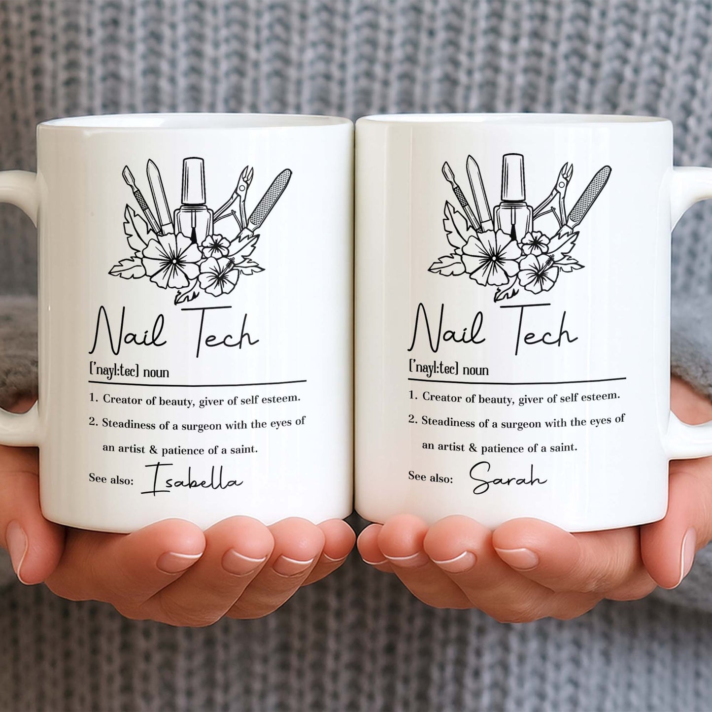 Nail Tech Creator Of Beauty Definition With Nail Polish And Flowers - Personalized Custom Coffee Mug - JBS273_MG