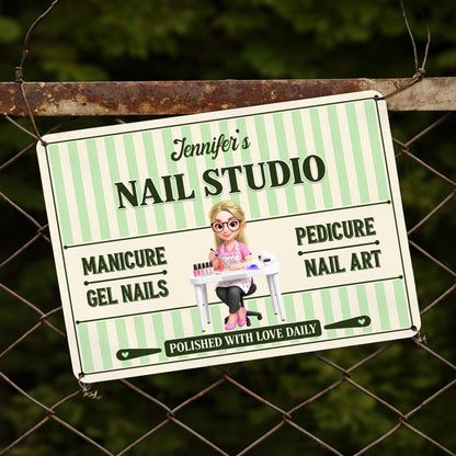 Our Family Nail Studio Manicure Pedicure Polished With Love Nail Artist - Personalized Metal Sign - JBS387_MSIGN