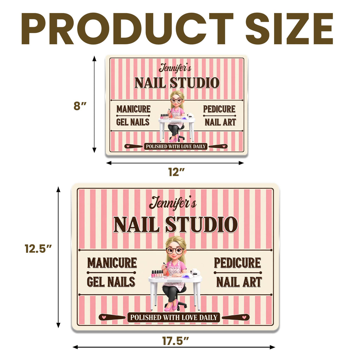 Our Family Nail Studio Manicure Pedicure Polished With Love Nail Artist - Personalized Metal Sign - JBS387_MSIGN