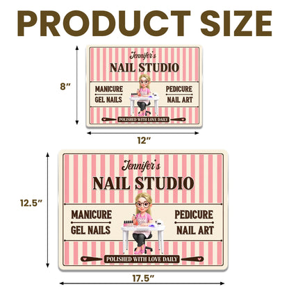 Our Family Nail Studio Manicure Pedicure Polished With Love Nail Artist - Personalized Metal Sign - JBS387_MSIGN