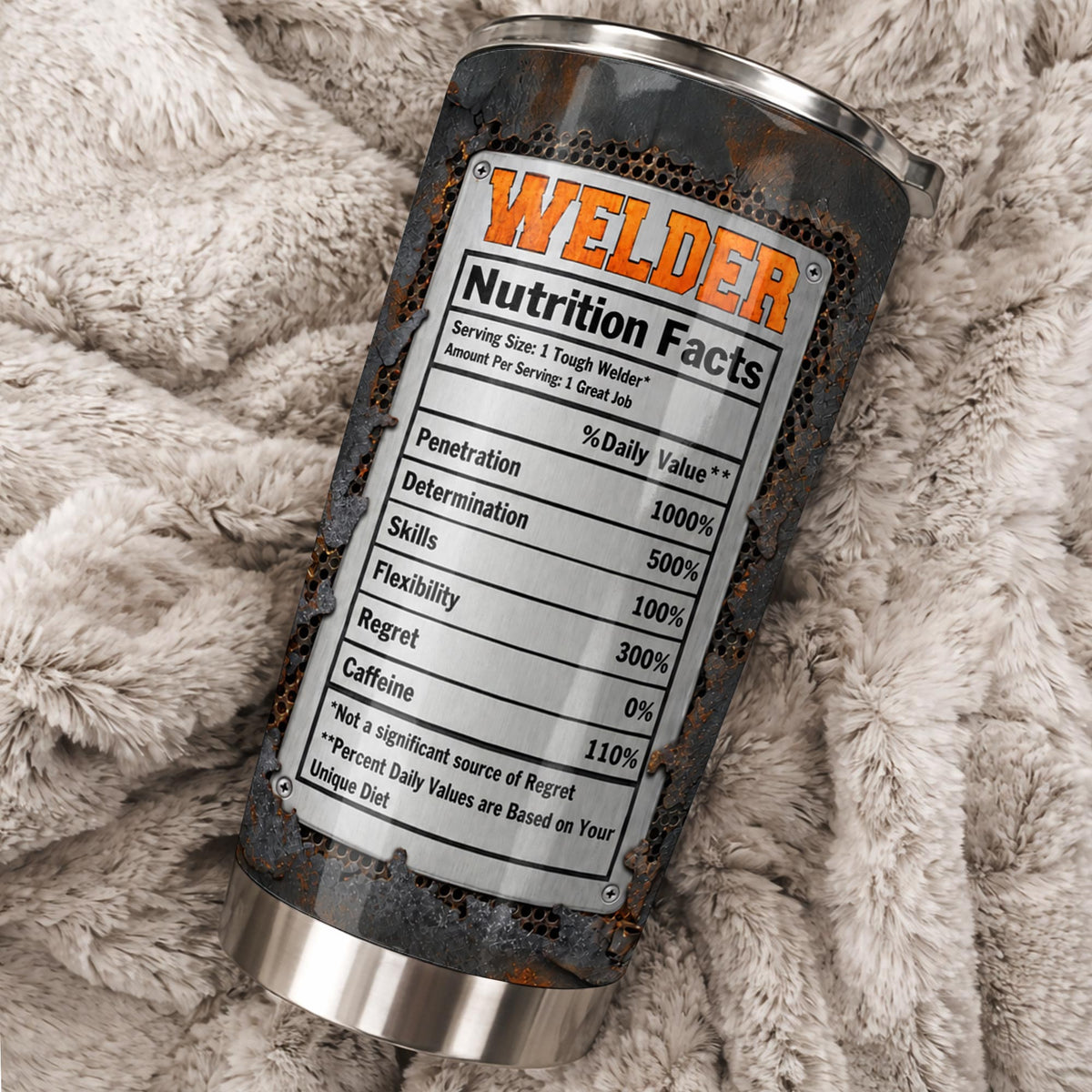 Welder Nutritional Facts And Industrial Welding Tools With Custom Name - Personalized Custom Stainless Steel Tumbler 20oz - JBS392_USTUM
