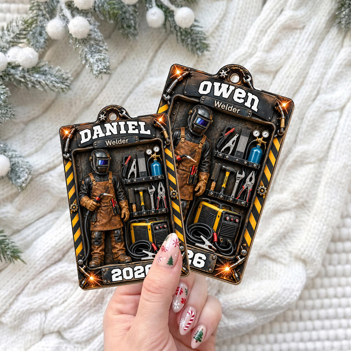 Welder Custom Name With Tools And Welding Mask In Toolbox - Personalized Custom Wood Ornament, Custom Shaped - JBS460_WDO